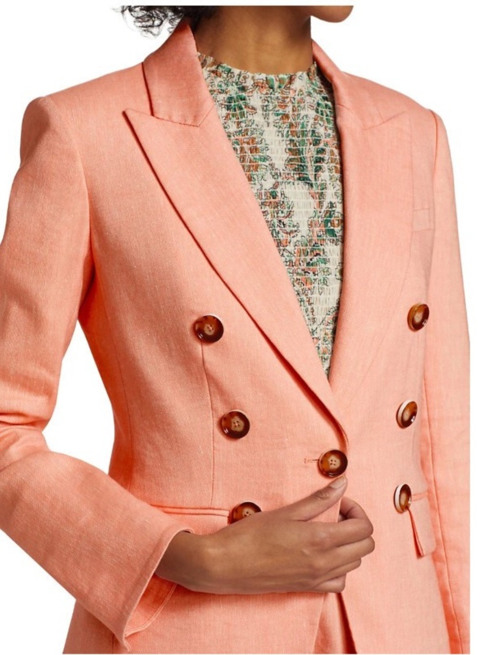 Veronica Beard Double-Breasted Peach Blazer Jacket - Picture 4 of 16